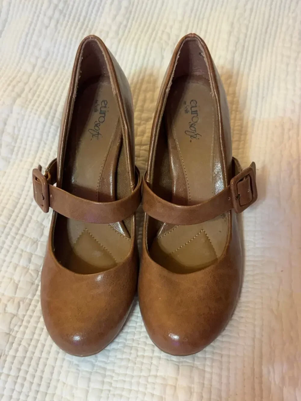 Eurosoft by Sofft Brown Mary Jane Comfort Shoes Women’s 8M Block Heel